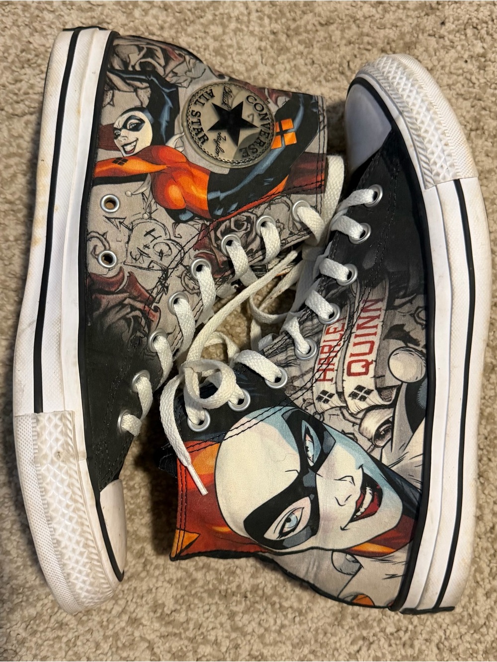 Converse Harley Quinn Graphic High-Top Sneakers - Black, Orange, Cream